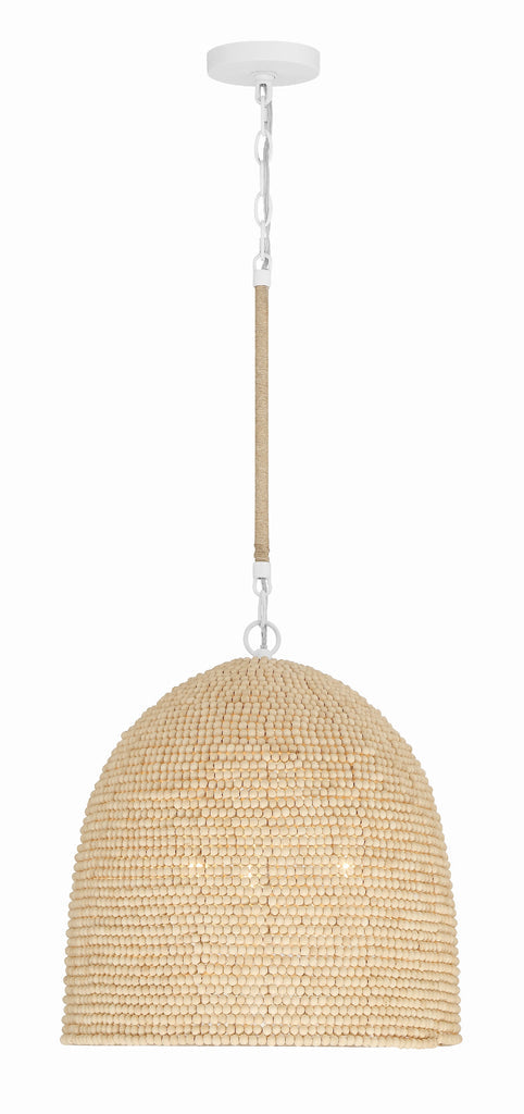 Crystorama Crystorama Jasper 3 Light Matte White + Natural Wood Pendant