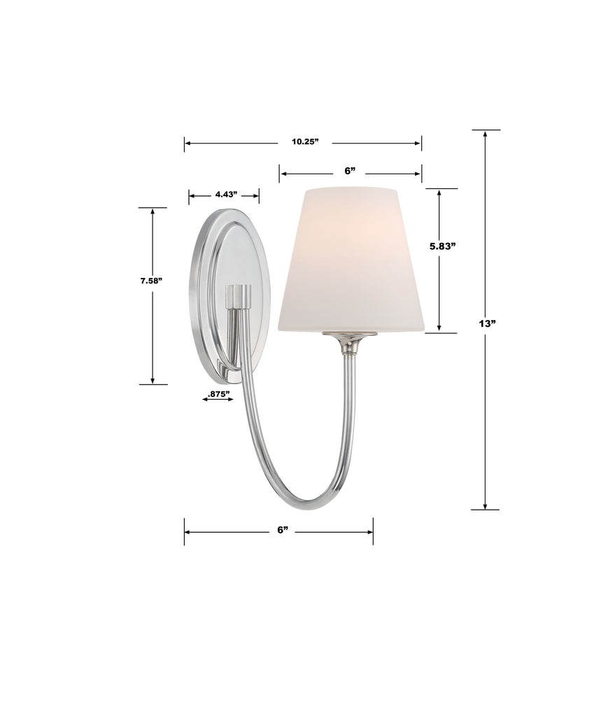 Crystorama Crystorama Juno 1 Light Polished Nickel Sconce