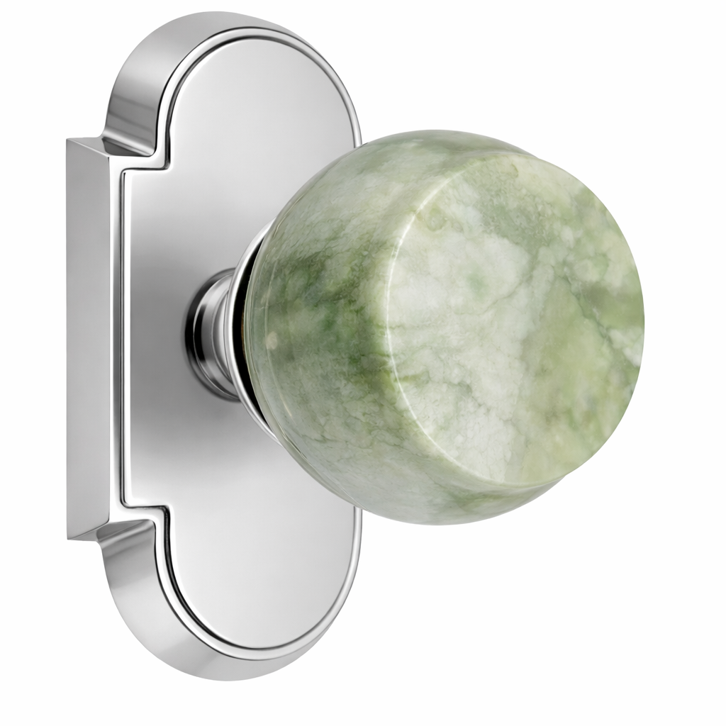 Magnifique® Arched Door Set with Green Jade Knobs (Several Finishes Available)