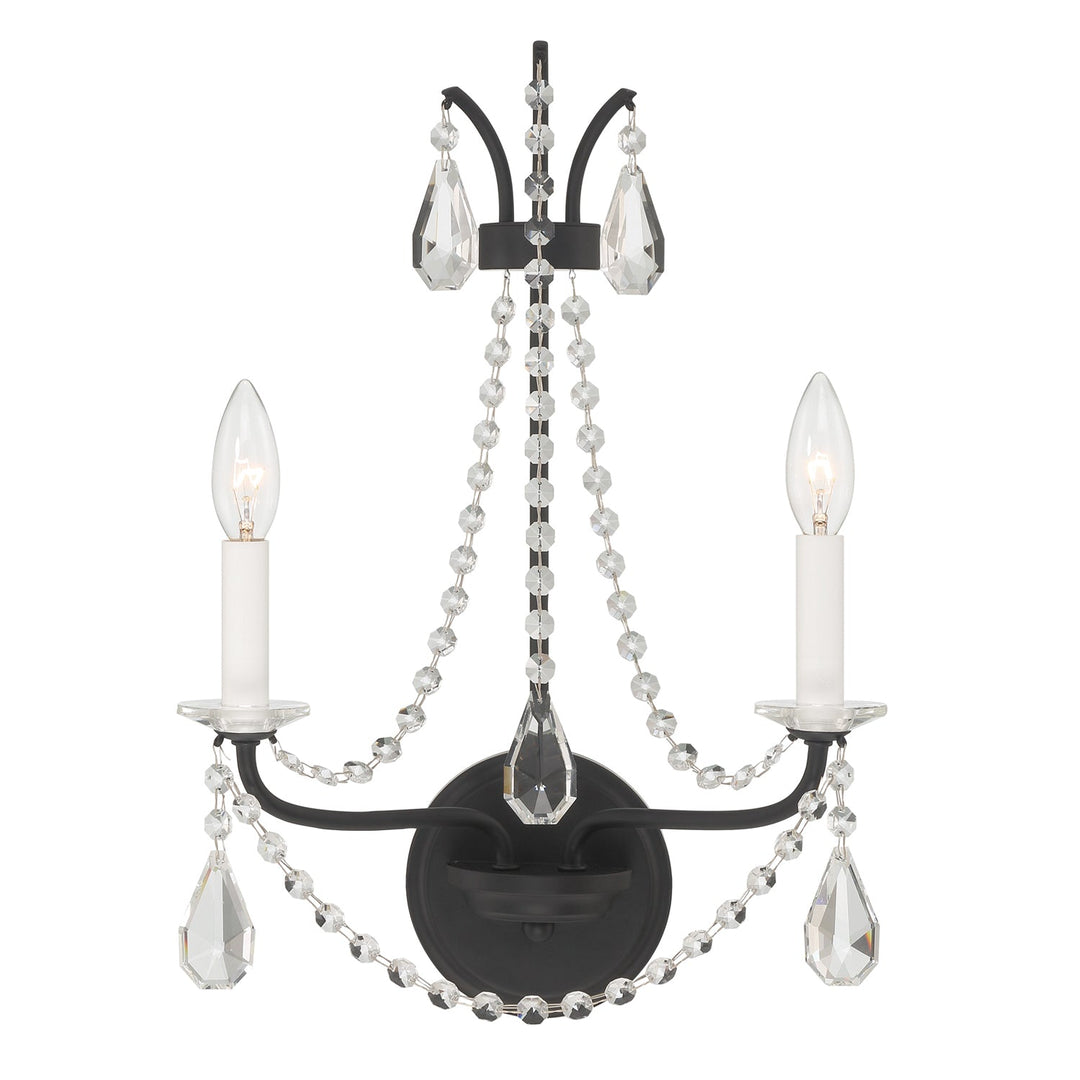 Crystorama Crystorama Karrington 2 Light Matte Black Sconce