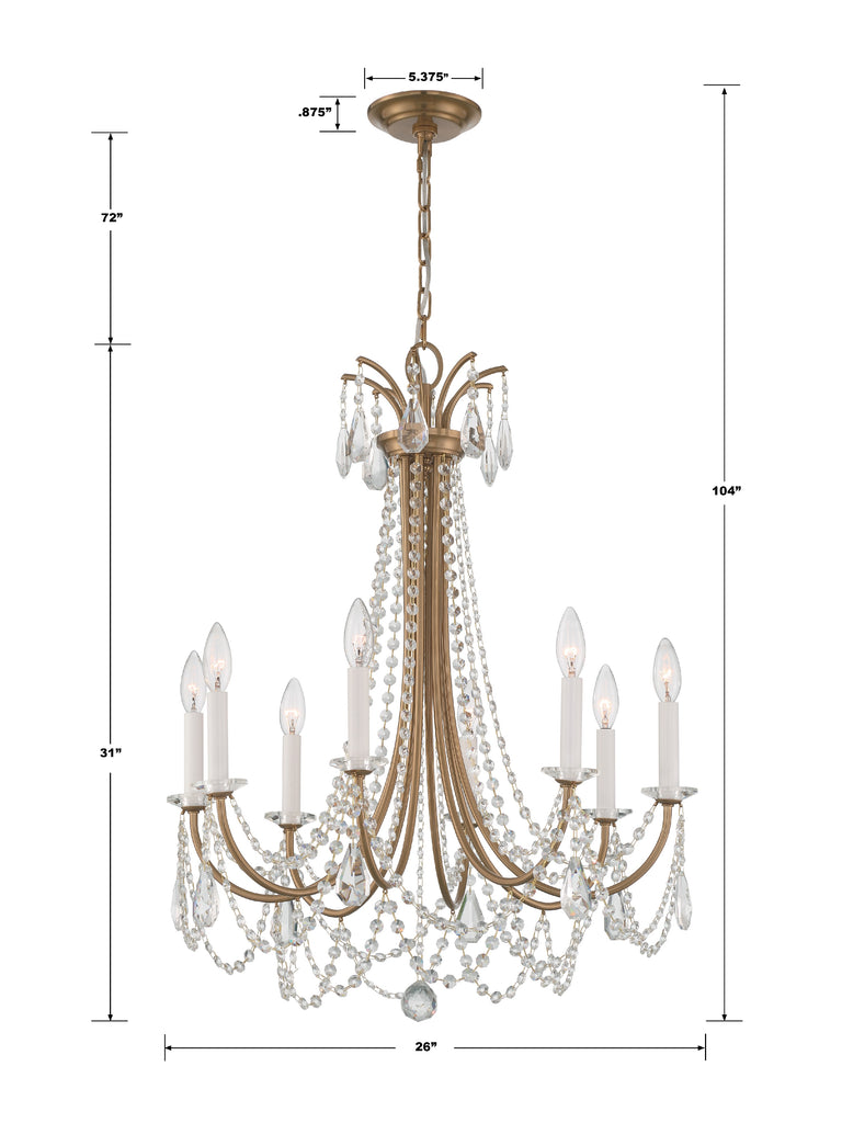 Crystorama Crystorama Karrington 8 Light Aged Brass Chandelier