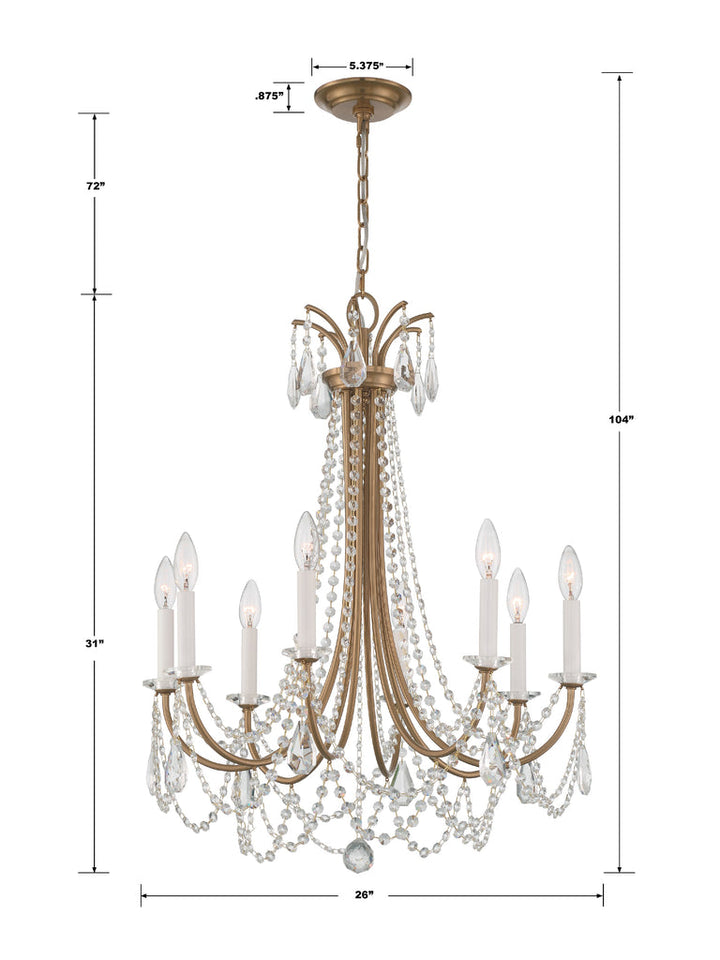 Crystorama Crystorama Karrington 8 Light Aged Brass Chandelier