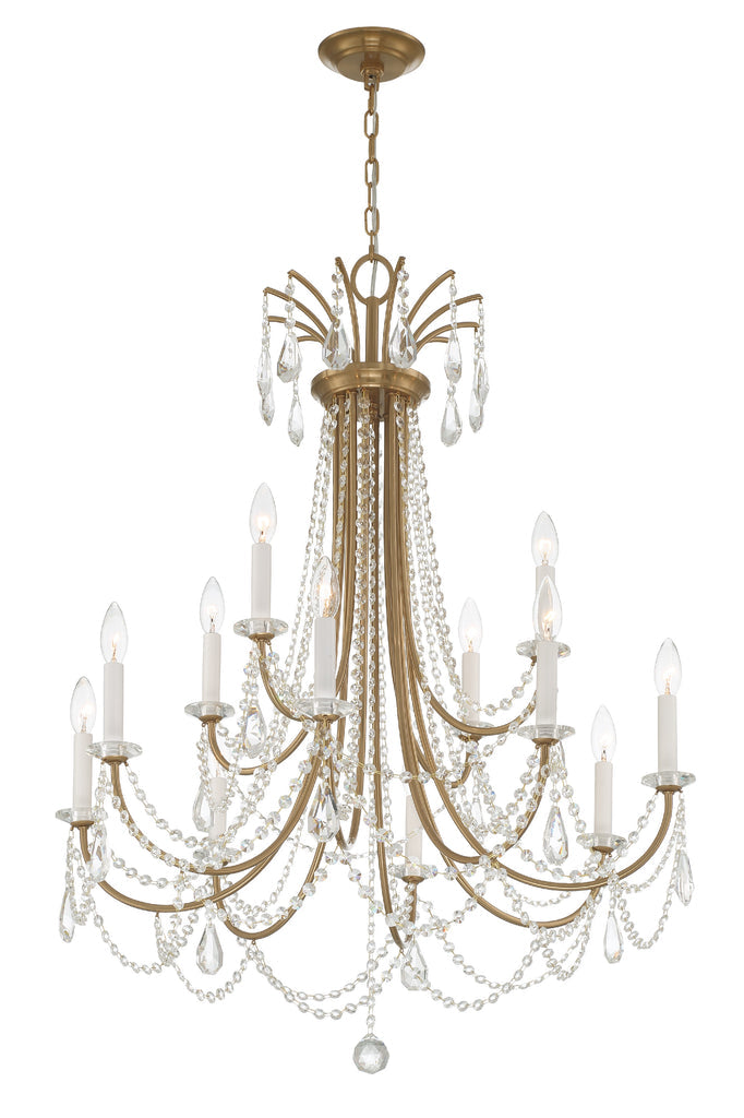 Crystorama Crystorama Karrington 12 Light Aged Brass Chandelier