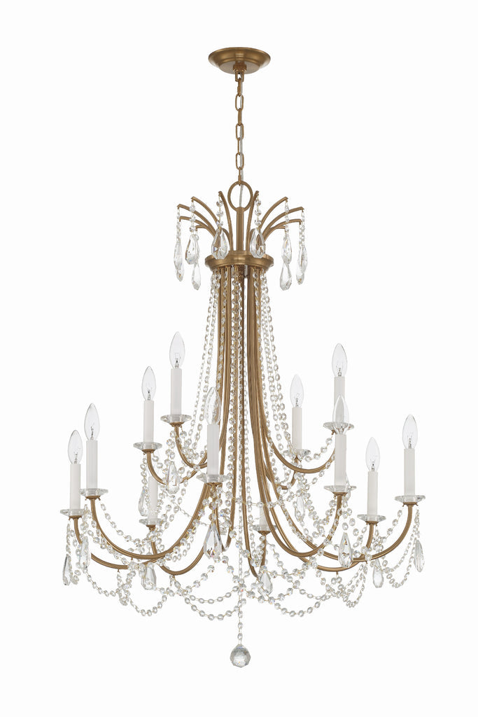 Crystorama Crystorama Karrington 12 Light Aged Brass Chandelier