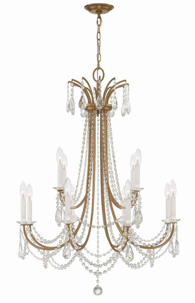Crystorama Crystorama Karrington 12 Light Aged Brass Chandelier