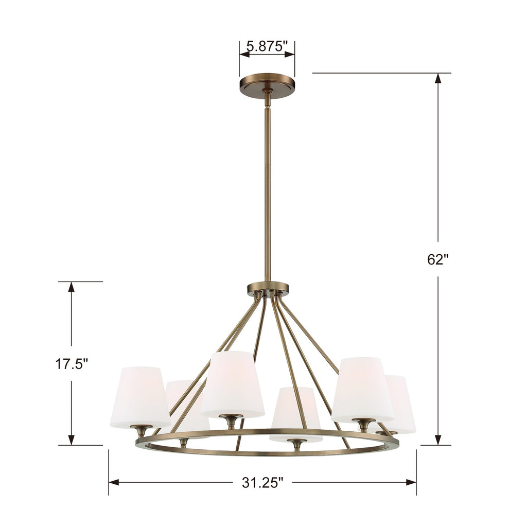 Crystorama Crystorama Keenan 6 Light Vibrant Gold Chandelier