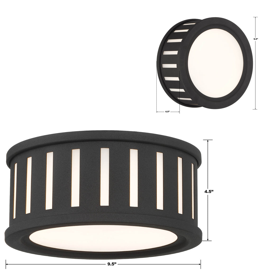 Kendal 2 Light Black Forged Flush Mount Crystorama