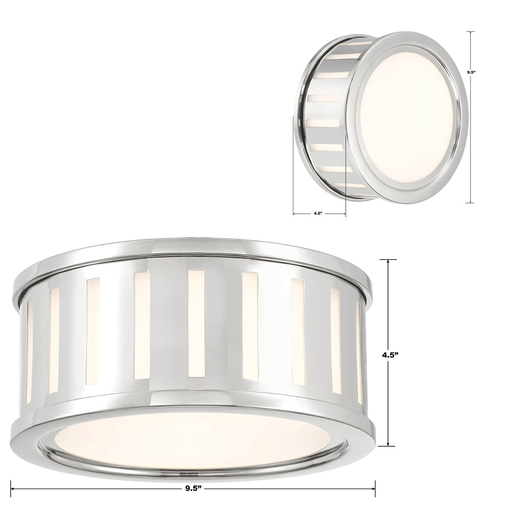 Kendal 2 Light Polished Nickel Flush Mount Crystorama