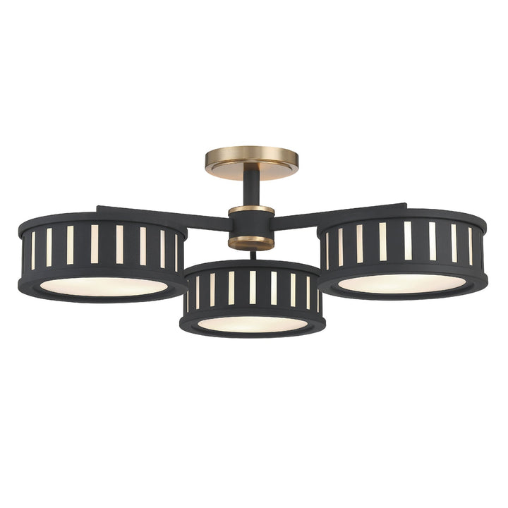 Kendal 6 Light Vibrant Gold + Black Forged Semi Flush Mount Crystorama