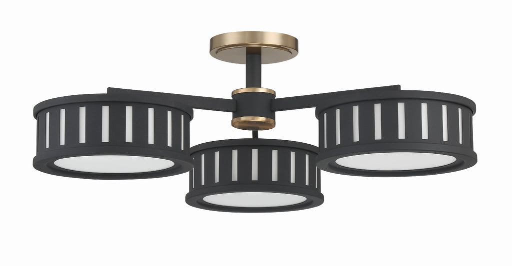 Kendal 6 Light Vibrant Gold + Black Forged Semi Flush Mount Crystorama