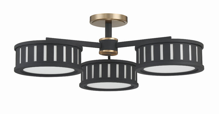 Kendal 6 Light Vibrant Gold + Black Forged Semi Flush Mount Crystorama