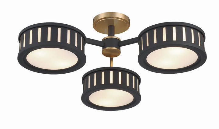 Kendal 6 Light Vibrant Gold + Black Forged Semi Flush Mount Crystorama