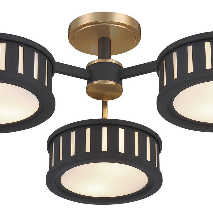 Kendal 6 Light Vibrant Gold + Black Forged Semi Flush Mount Crystorama