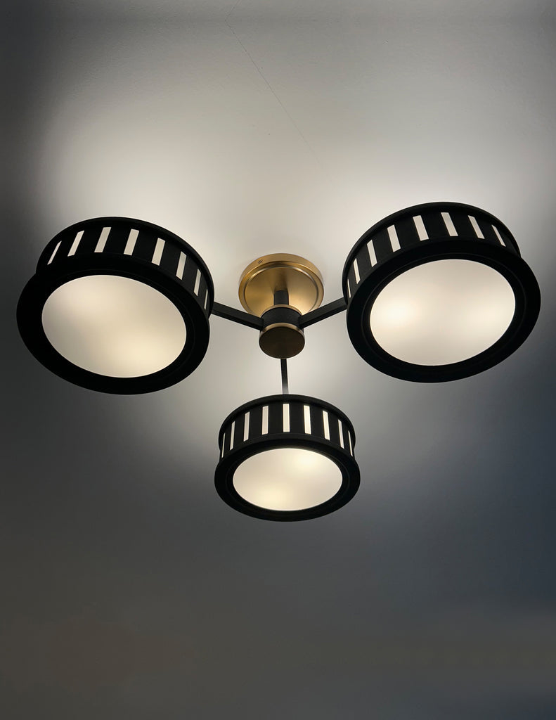 Kendal 6 Light Vibrant Gold + Black Forged Semi Flush Mount Crystorama