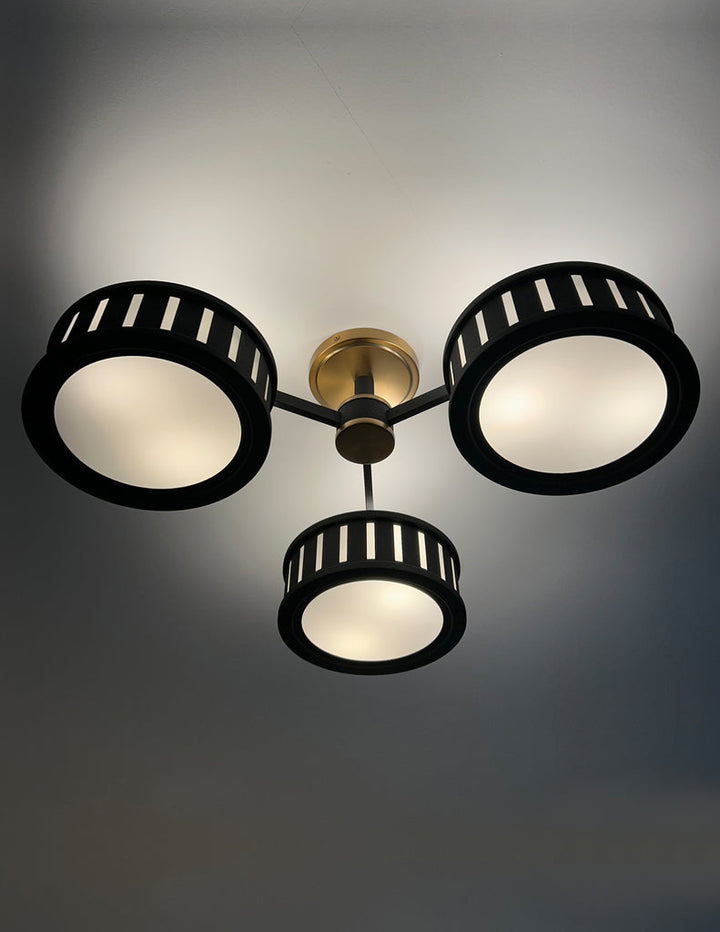 Kendal 6 Light Vibrant Gold + Black Forged Semi Flush Mount Crystorama