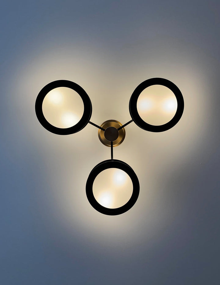 Kendal 6 Light Vibrant Gold + Black Forged Semi Flush Mount Crystorama