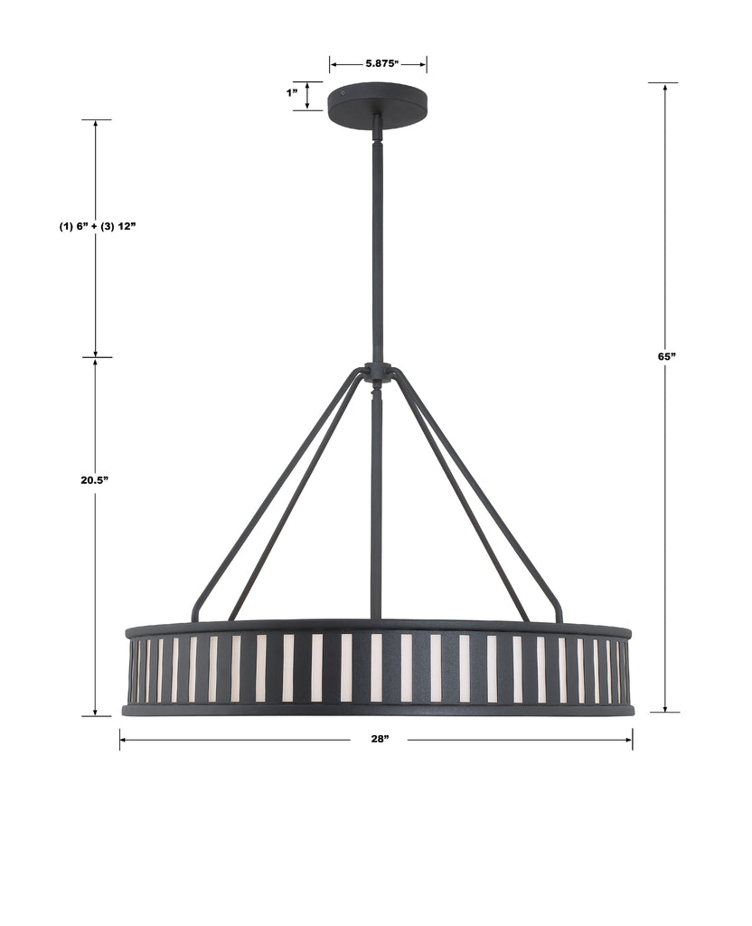 Crystorama Crystorama Kendal 6 Light Black Forged Chandelier
