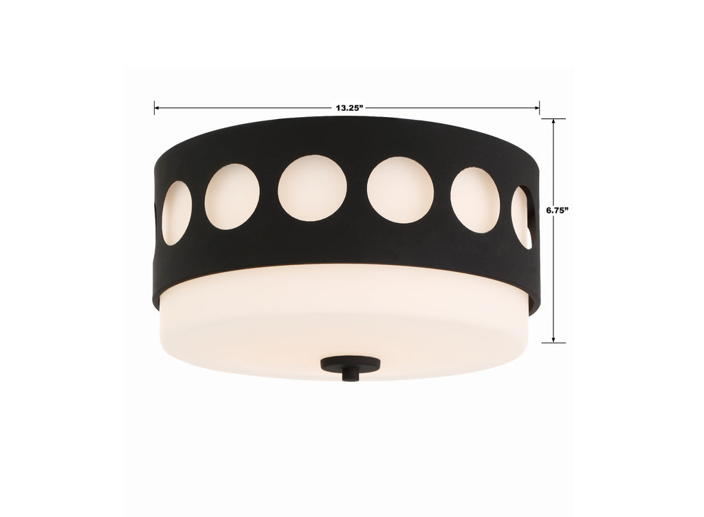 Kirby 2 Light Black Forged Flush Mount Crystorama