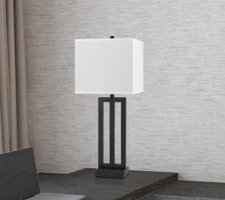 CACHAN METAL NIGHT STAND LAMP WITH ONE POWER OUTLETS AND 1 USB CHARGING PORT Cal Lighting