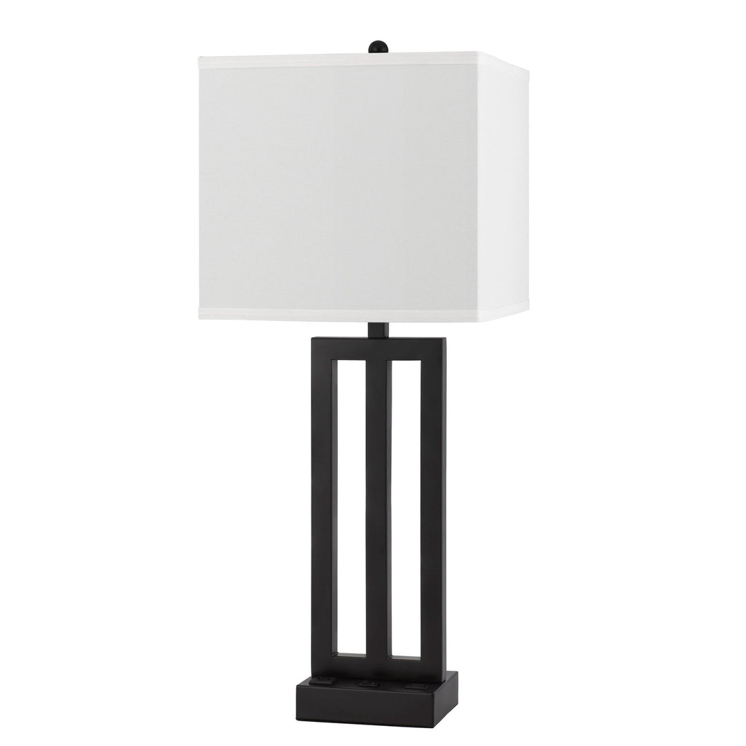 CACHAN METAL NIGHT STAND LAMP WITH ONE POWER OUTLETS AND 1 USB CHARGING PORT Cal Lighting