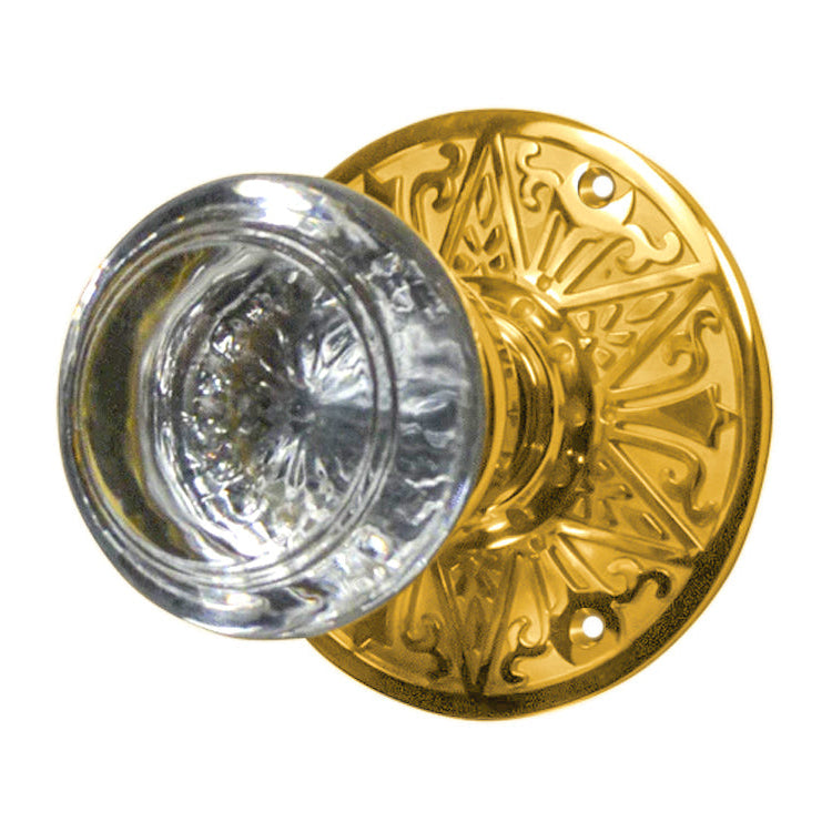 Eastlake Door Set With Beveled Round Crystal Knob (Several Finishes Available)