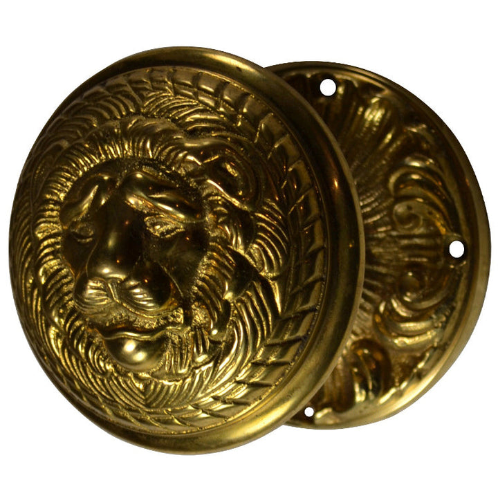 Romanesque Rosette Door Set with Lion Door Knobs (Several Finishes Available) COPPER MOUNTAIN HARDWARE