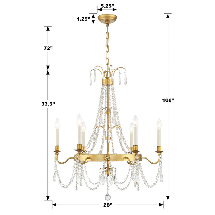 Crystorama Crystorama Maizey 6 Light Antique Gold Chandelier