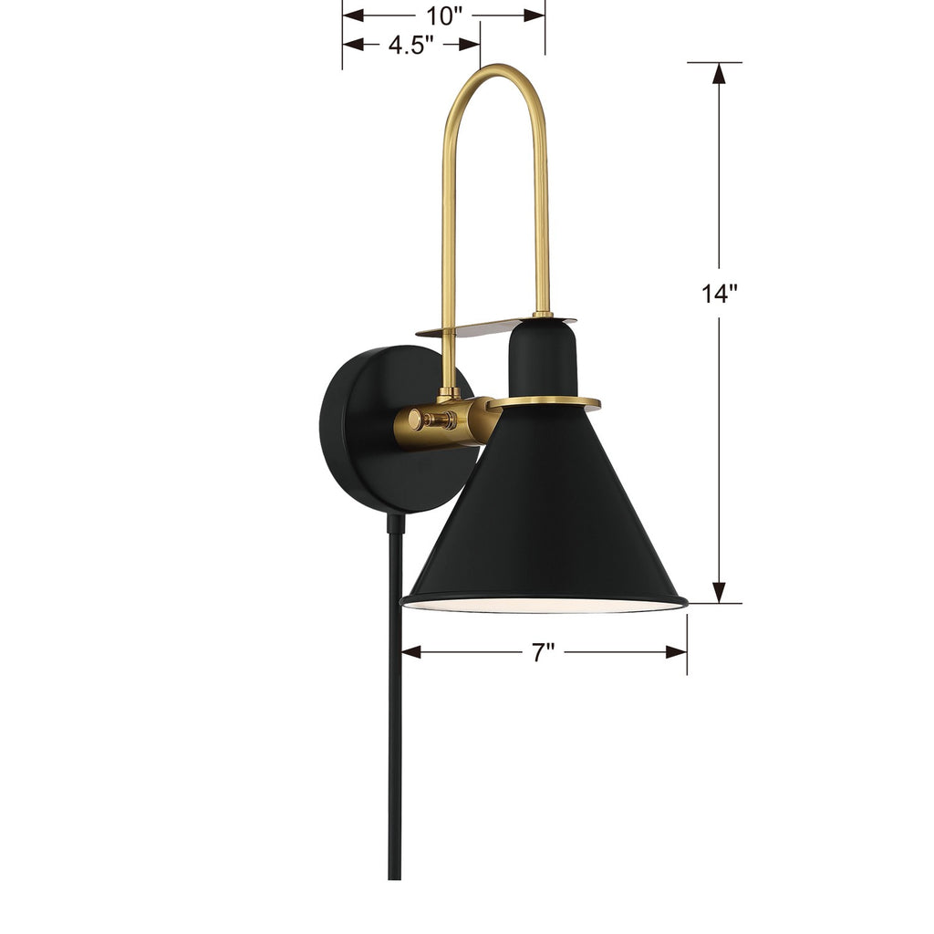 Crystorama Crystorama Medford 1 Light Matte Black Sconce
