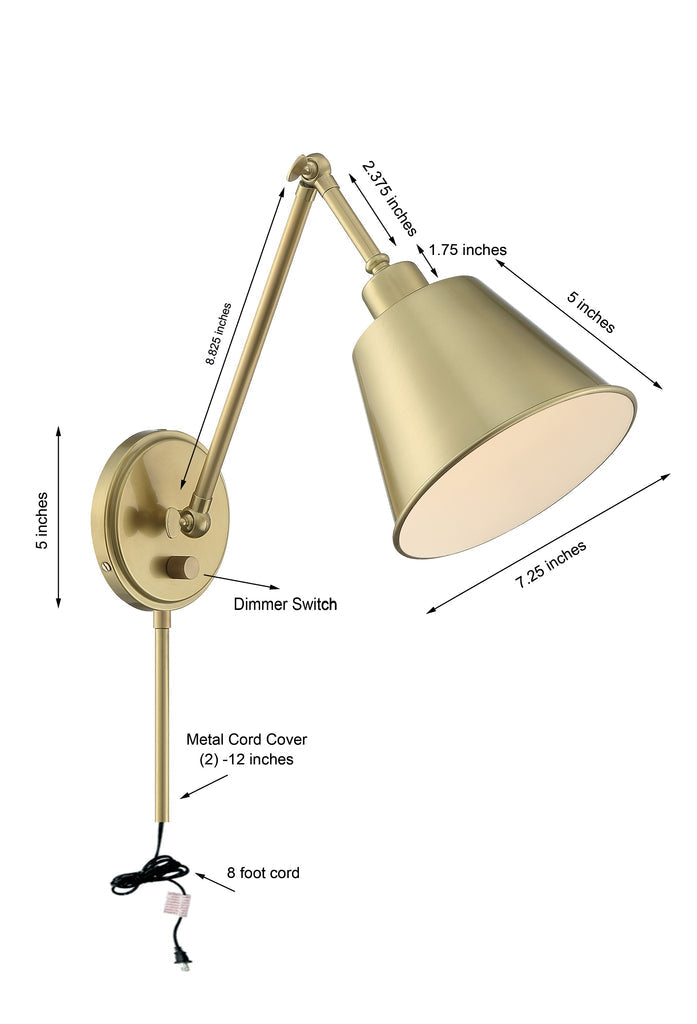 Crystorama Crystorama Mitchell 1 Light Aged Brass Task Sconce