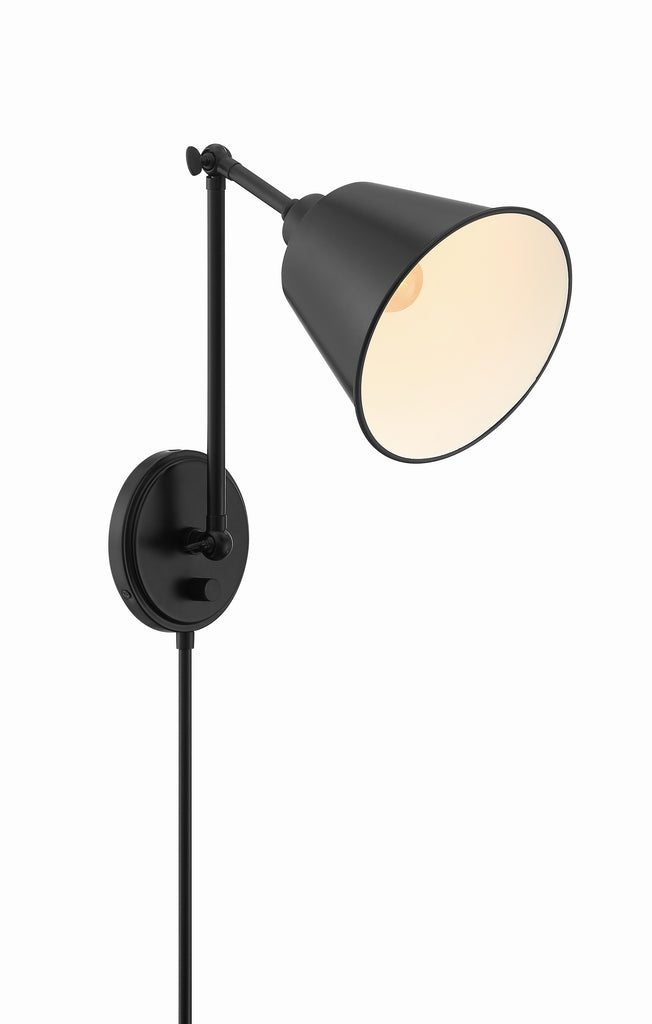 Crystorama Crystorama Mitchell 1 Light Matte Black Task Sconce
