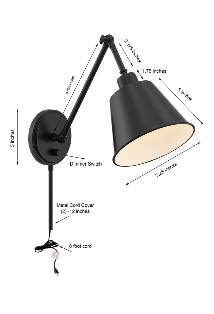 Crystorama Crystorama Mitchell 1 Light Matte Black Task Sconce