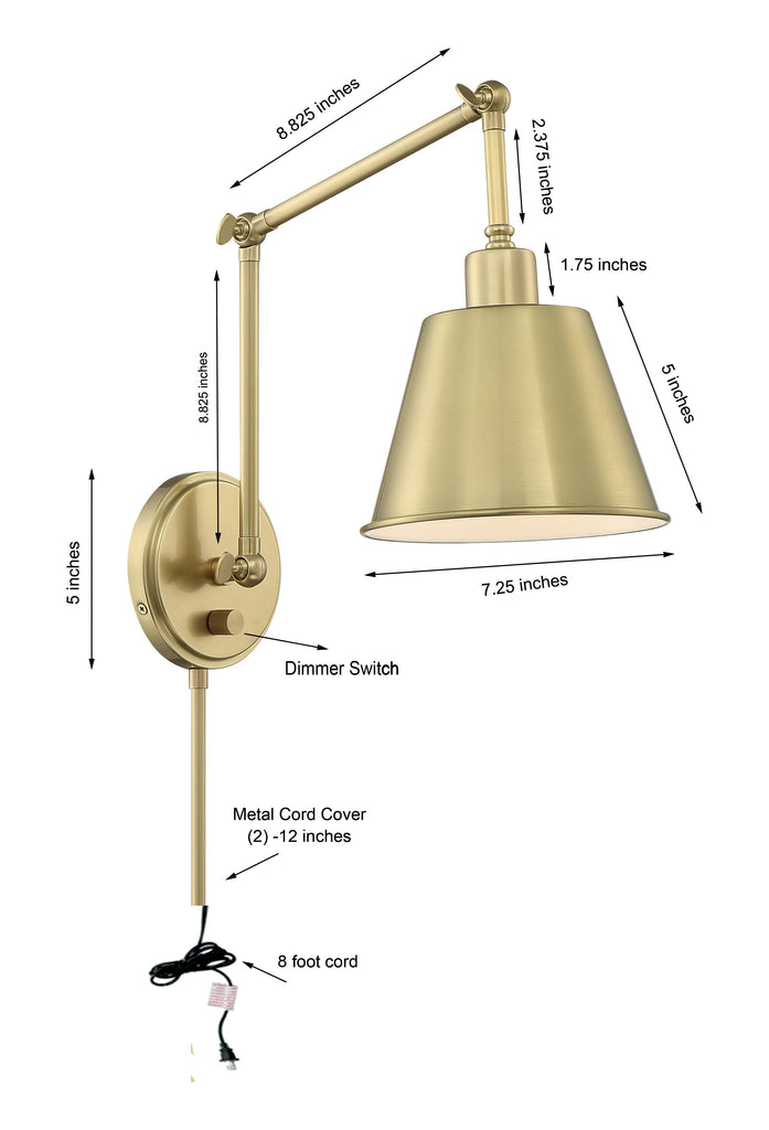 Crystorama Crystorama Mitchell 1 Light Aged Brass Task Sconce