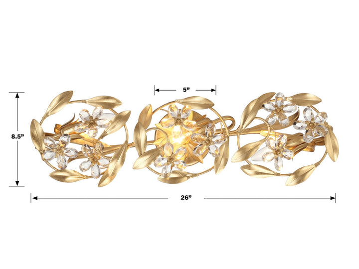 Crystorama Crystorama Marselle 3 Light Antique Gold Bathroom Vanity