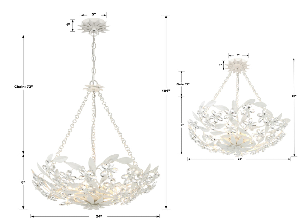 Marselle 6 Light Matte White Semi Flush Mount Crystorama