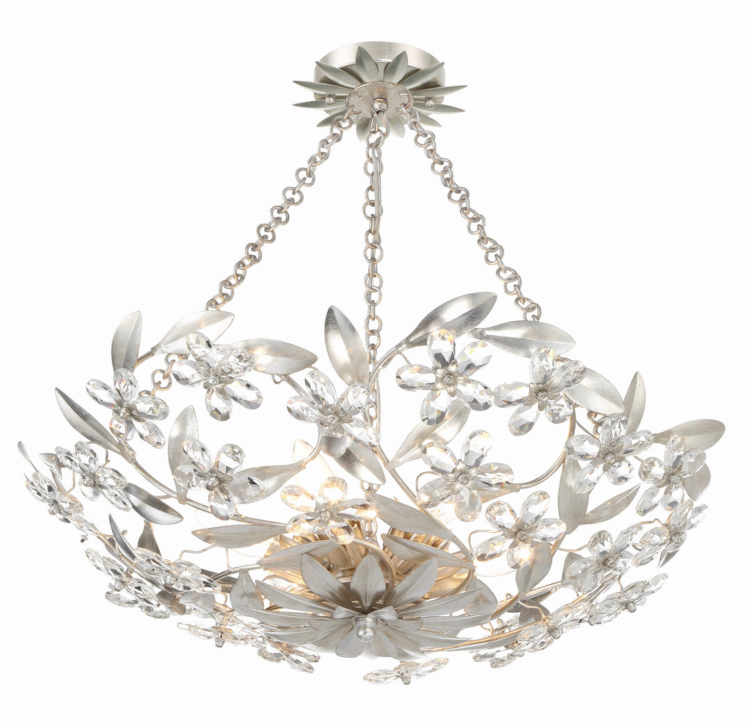 Marselle 6 Light Antique Silver Semi Flush Mount Crystorama