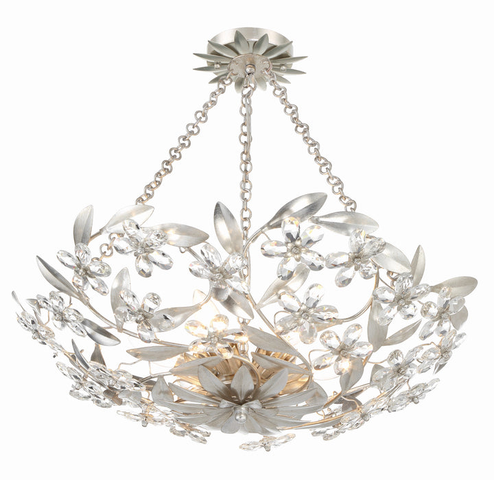 Marselle 6 Light Antique Silver Semi Flush Mount Crystorama