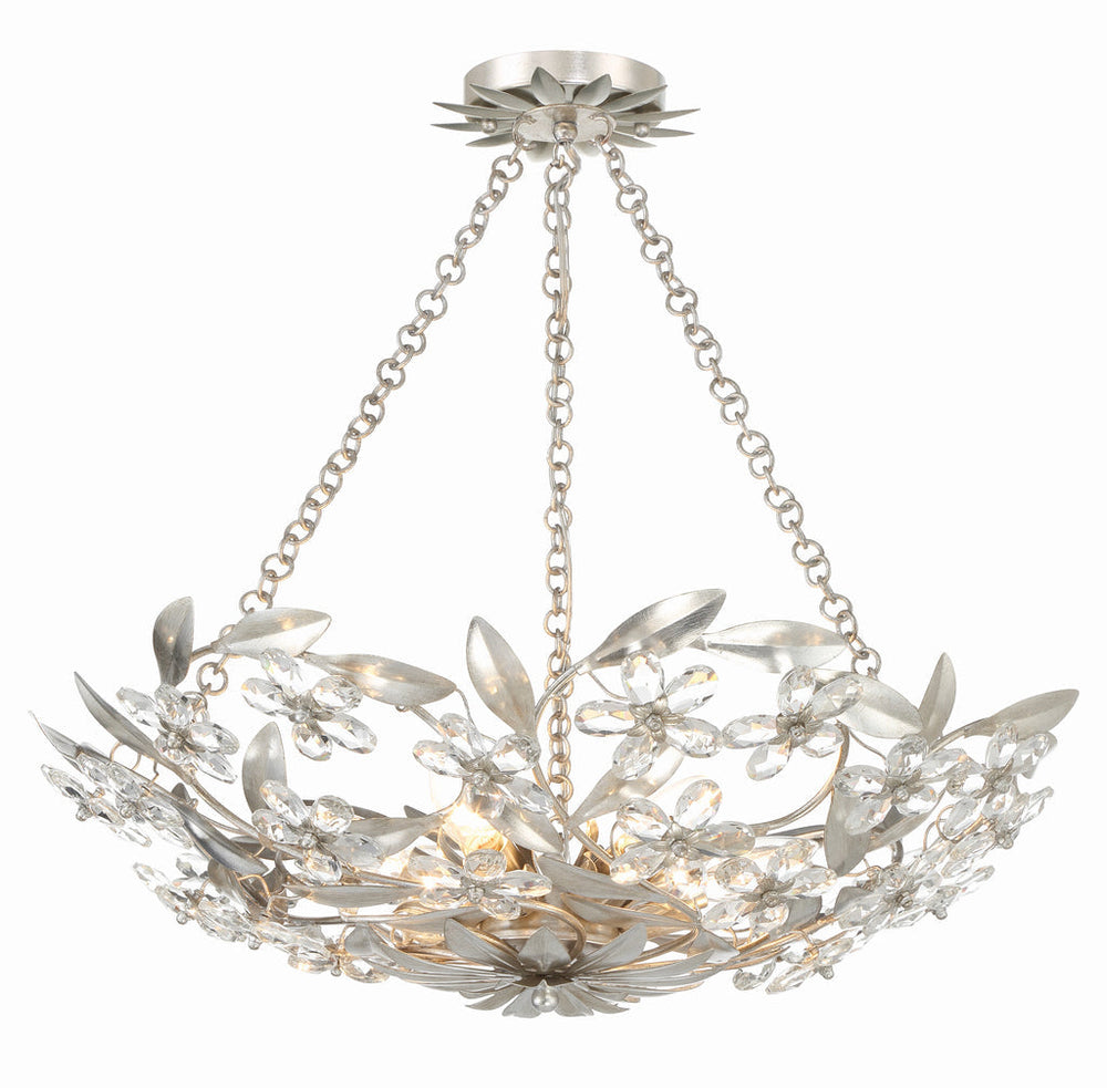 Marselle 6 Light Antique Silver Semi Flush Mount Crystorama