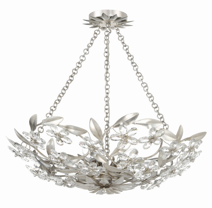 Marselle 6 Light Antique Silver Semi Flush Mount Crystorama