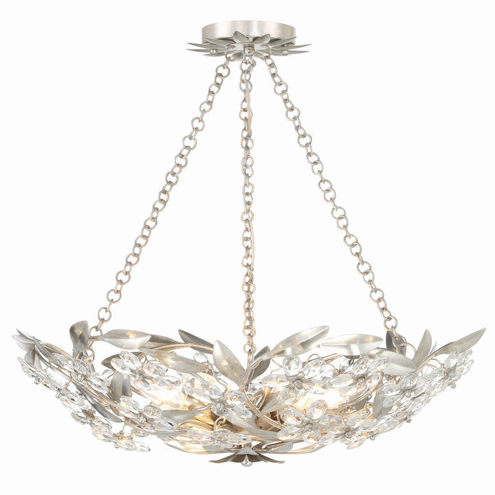 Marselle 6 Light Antique Silver Semi Flush Mount Crystorama