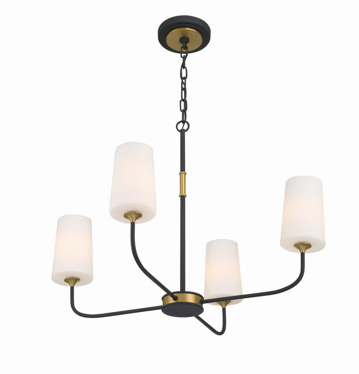 Crystorama Crystorama Niles 4 Light Black Forged + Modern Gold Chandelier