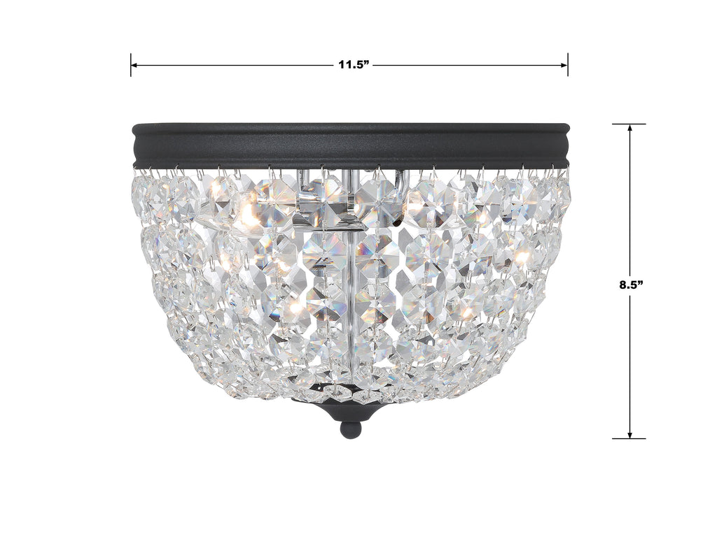 Nola 2 Light Black Forged Flush Mount Crystorama