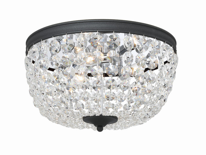 Nola 3 Light Black Forged Flush Mount Crystorama