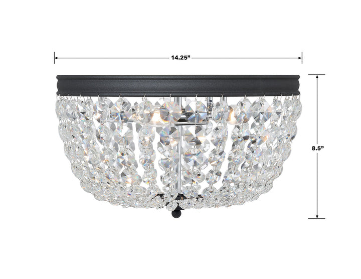 Nola 3 Light Black Forged Flush Mount Crystorama