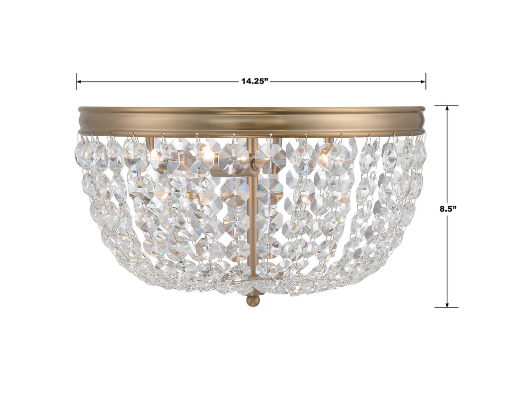 Nola 3 Light Vibrant Gold Flush Mount Crystorama