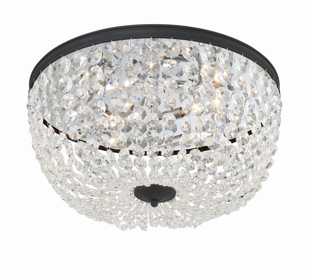 Nola 5 Light Black Forged Flush Mount Crystorama