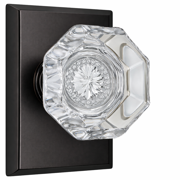 Magnifique® Rectangular Door Set with Crystal Octagon Knobs (Several Finishes Available)