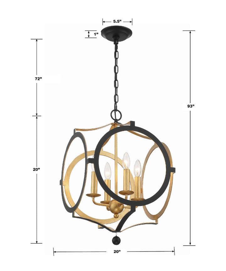 Crystorama Crystorama Odelle 4 Light Black + Antique Gold Chandelier