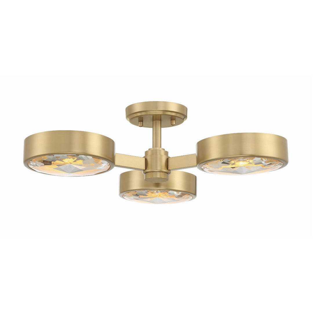 Orson 3 Light Modern Gold Semi Flush Mount Crystorama