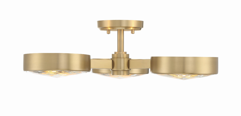 Orson 3 Light Modern Gold Semi Flush Mount Crystorama