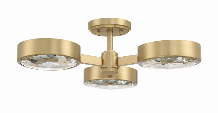 Orson 3 Light Modern Gold Semi Flush Mount Crystorama